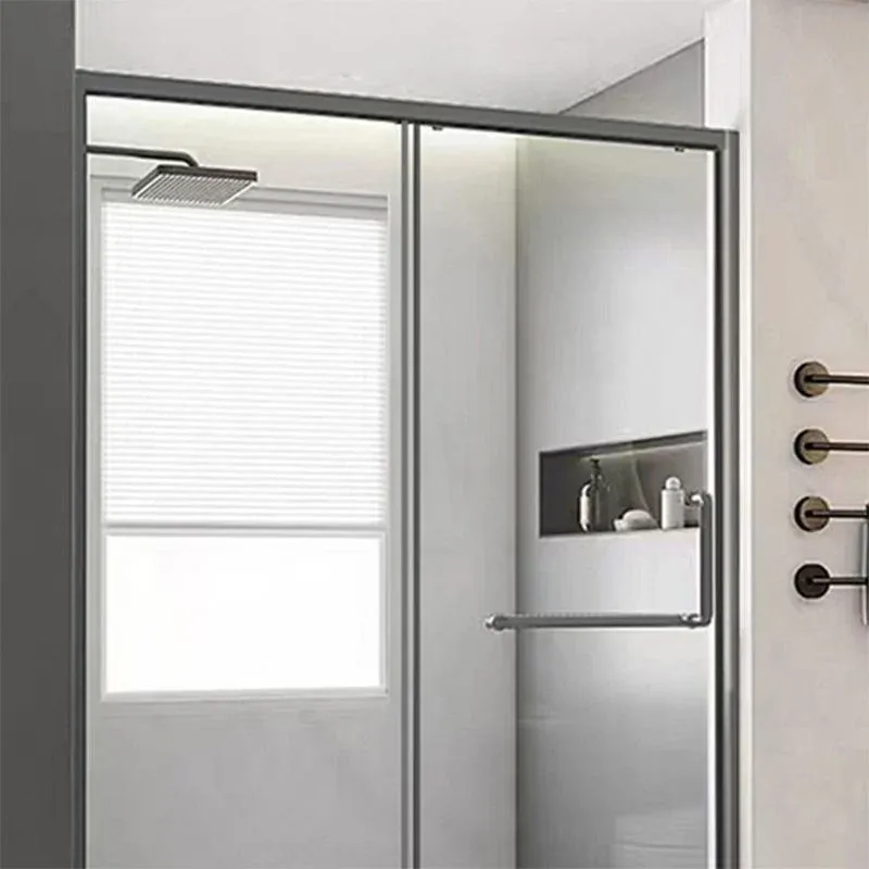 Porte de douche en verre et en métal Porte de bain de douche noire en ligne simple Clearhalo