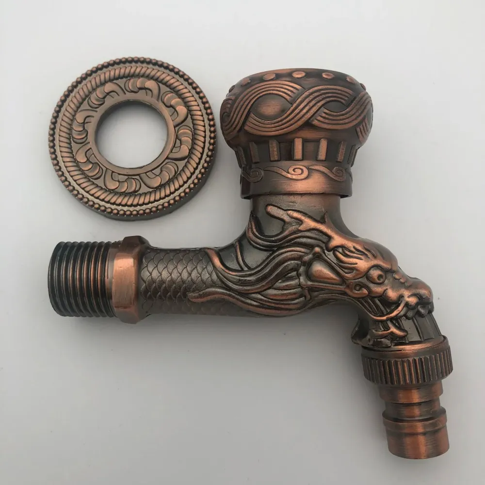Robinet d'évier classique vintage en zinc à poignée unique en gaufrage de dragon robinet mural Clearhalo