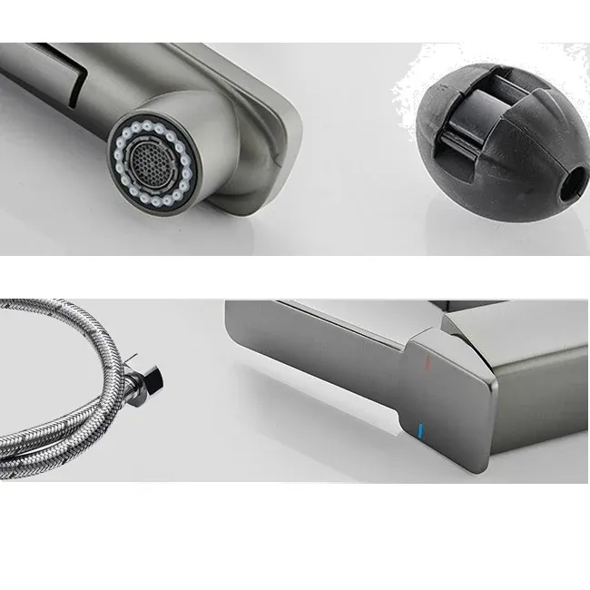 Robinet d'évier en laiton moderne, robinet de salle de bains central avec tuyau d'eau Clearhalo