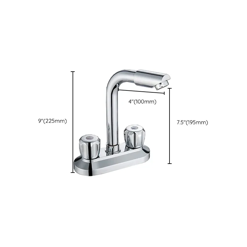 Robinet de lavabo moderne à 2 poignées, bec pivotant, robinet de salle de bains Clearhalo
