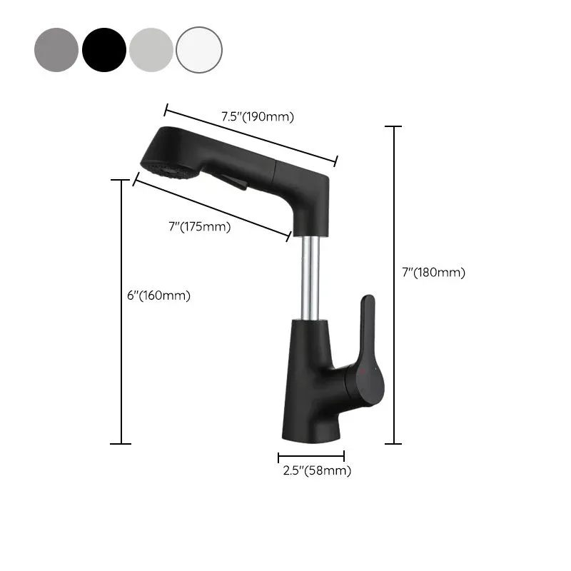 Robinet de lavabo rétractable de Style moderne, robinet de lavabo en cuivre à poignée unique pour salle de bains Clearhalo