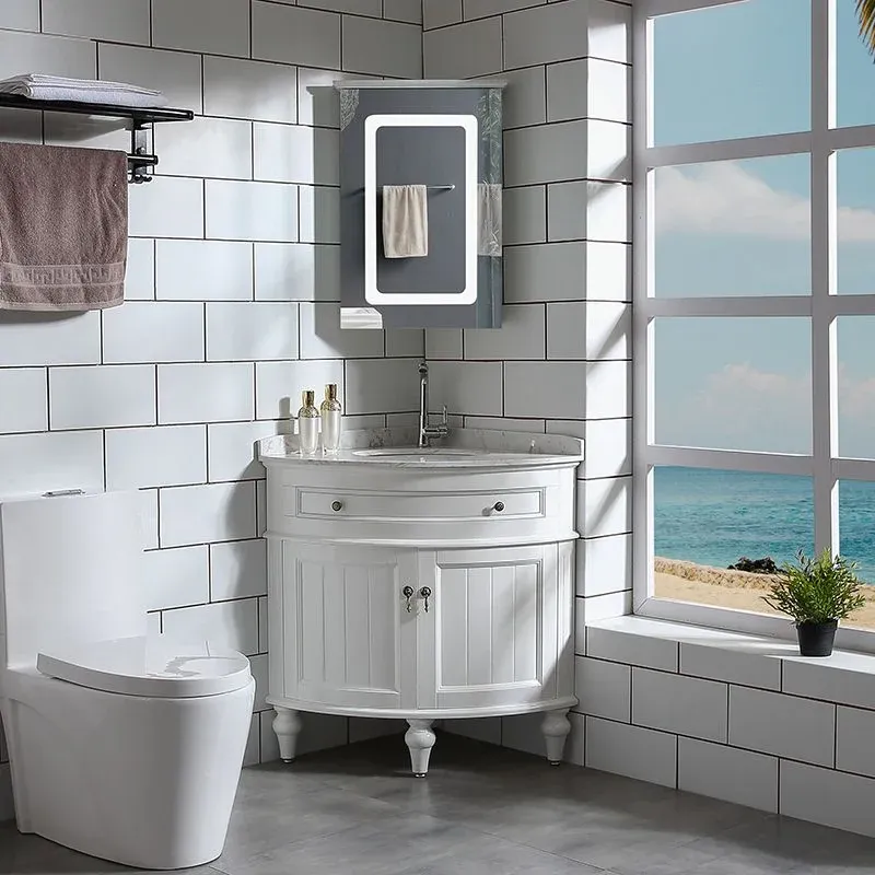 Vanité autoportante de vanité de lavabo de salle de bains de style moderne avec miroir Clearhalo
