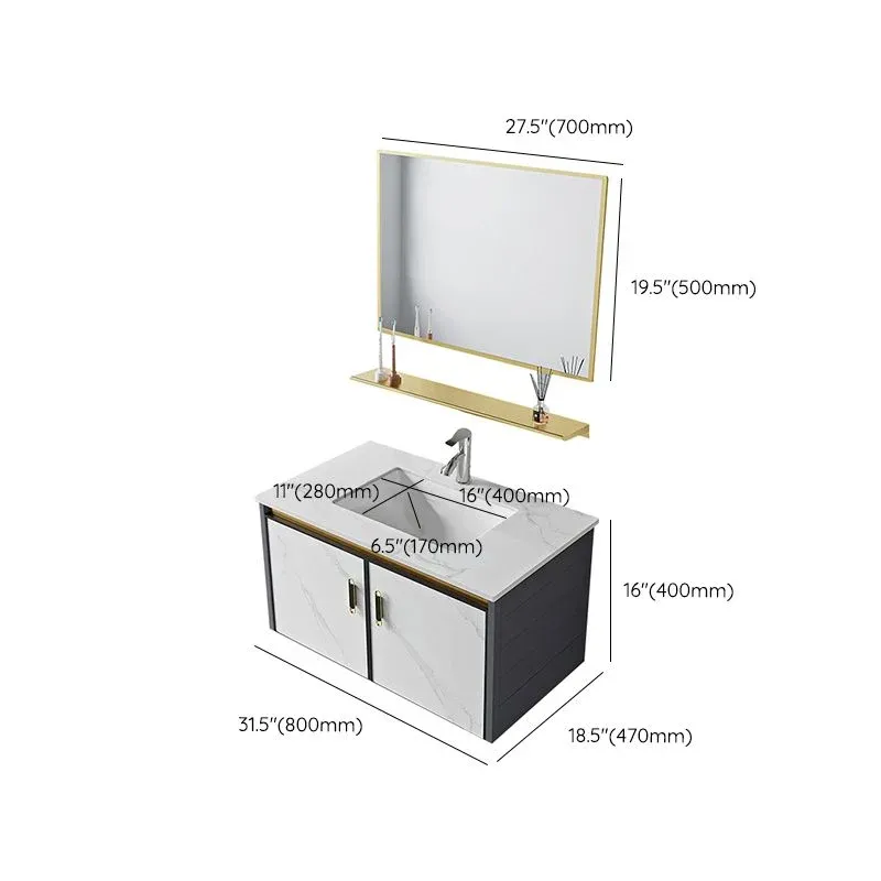 Vanité de bain de style moderne, vanité de bain murale résistante à la saleté avec robinet Clearhalo