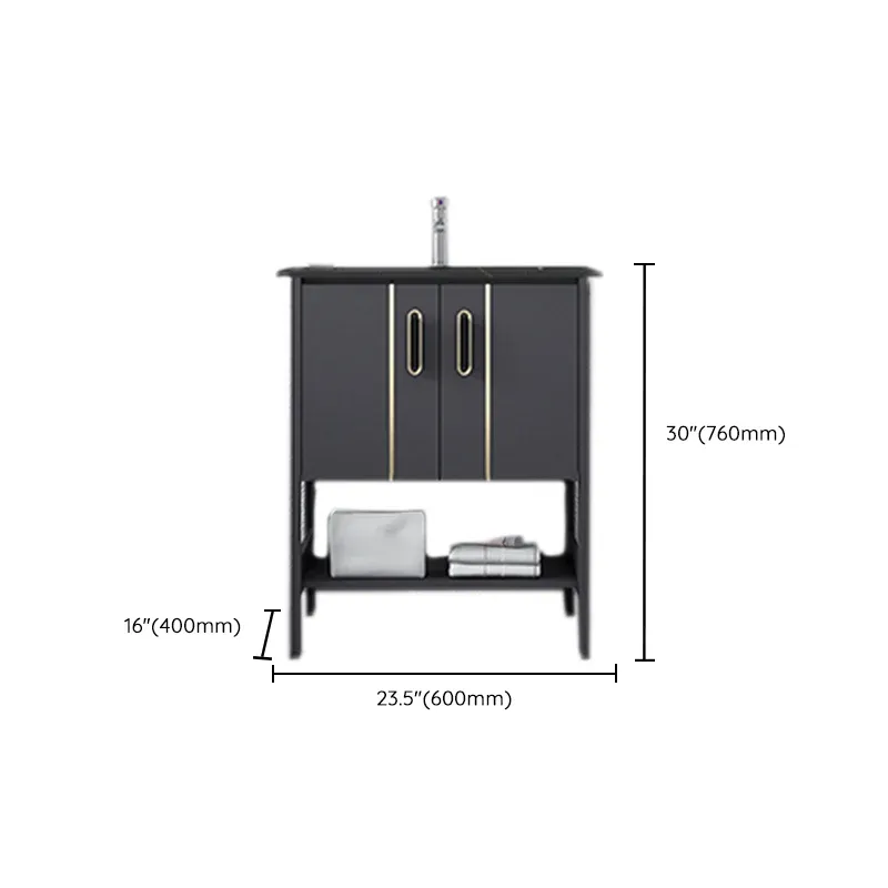 Vanité de lavabo de salle de bains, miroir autoportant rectangulaire, armoire autonome, vanité de bain Clearhalo