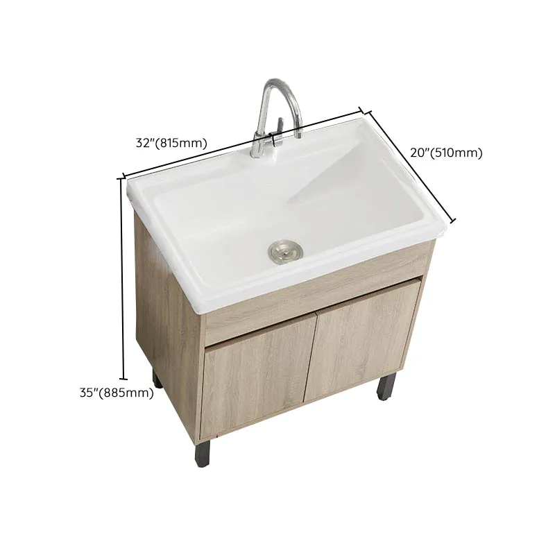 Vanité de salle de bain en bois moderne, vanité de salle de bain autoportante à lavabo simple Clearhalo