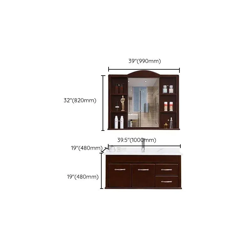 Vanité de salle de bain murale avec lavabo moderne du milieu du siècle avec miroir Clearhalo