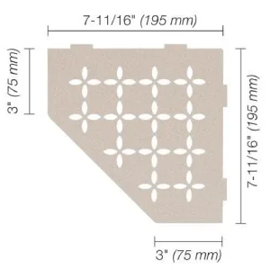Schluter SHELF-E Étagère de coin pentagonale modèle Floral - aluminium crème
