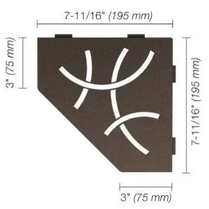Schluter SHELF-E Étagère de coin pentagonale modèle Curve - aluminium bronze