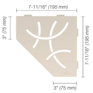 Schluter SHELF-E Étagère de coin pentagonale modèle Curve aluminium ivoire