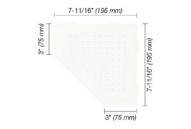 Schluter SHELF-E Étagère de coin pentagonale modèle Square - aluminium blanc mat