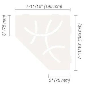 Schluter SHELF-E Étagère de coin pentagonale modèle Curve - aluminium blanc mat