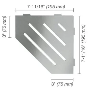 Schluter SHELF-E Étagère de coin pentagonale modèle Wave - acier inoxydable (V2) brossé