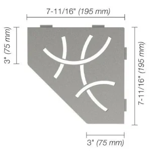 Schluter SHELF-E Étagère de coin pentagonale modèle Curve - aluminium gris pierre