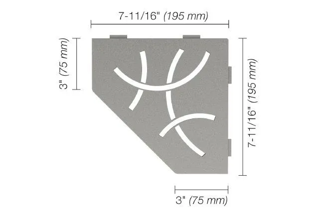 Schluter SHELF-E Étagère de coin pentagonale modèle Curve - aluminium gris pierre