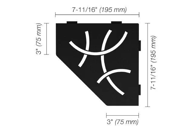Schluter SHELF-E Étagère de coin pentagonale modèle Curve - aluminium noir mat