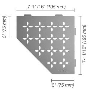Schluter SHELF-E Étagère de coin pentagonale modèle Floral aluminium étain