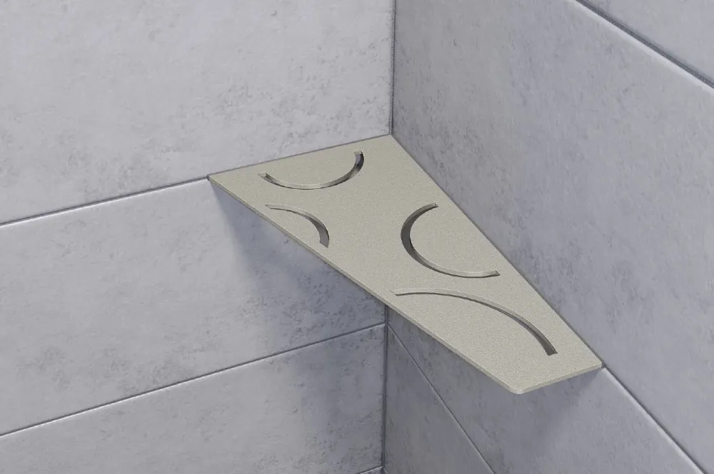 Schluter SHELF-E Étagère de coin quadrilatérale modèle Wave aluminium anthracite foncé