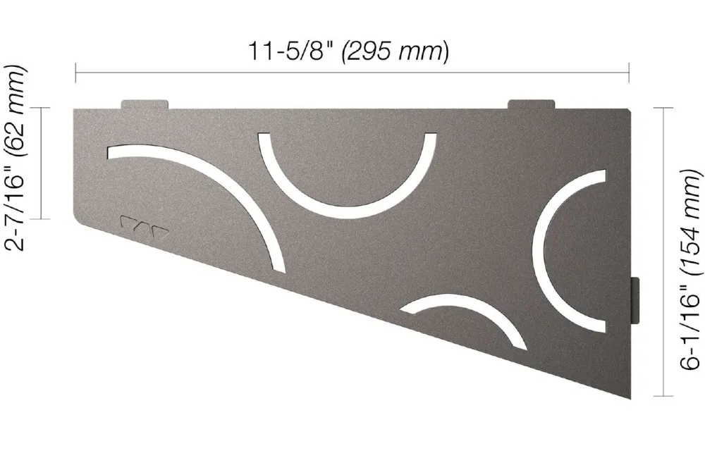 Schluter SHELF-E Étagère de coin quadrilatérale modèle Curve aluminium étain