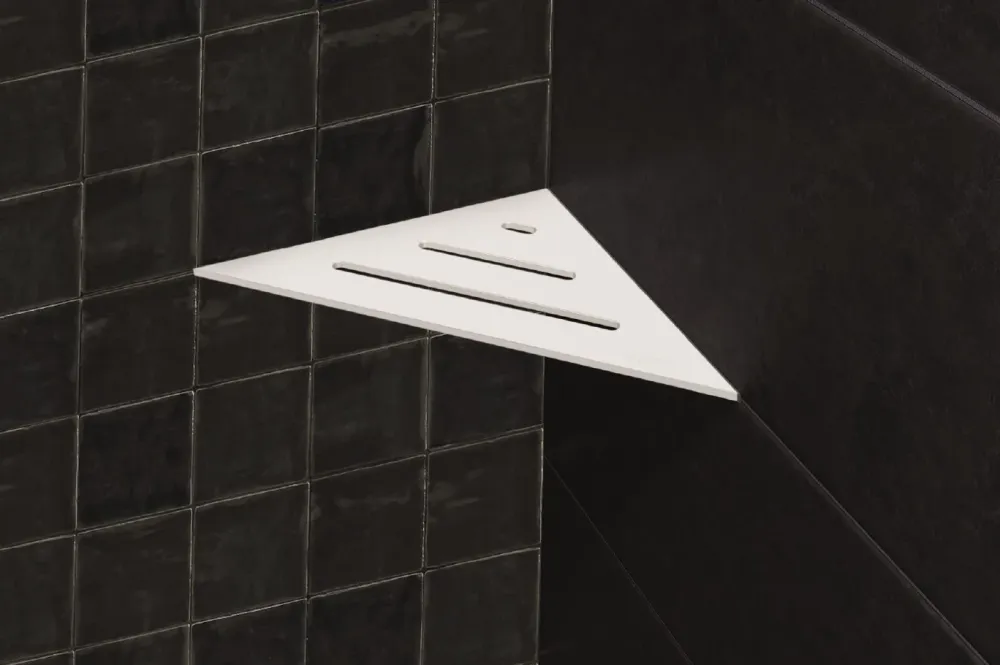 Schluter SHELF-E Étagère de coin triangulaire modèle Wave aluminium anthracite foncé
