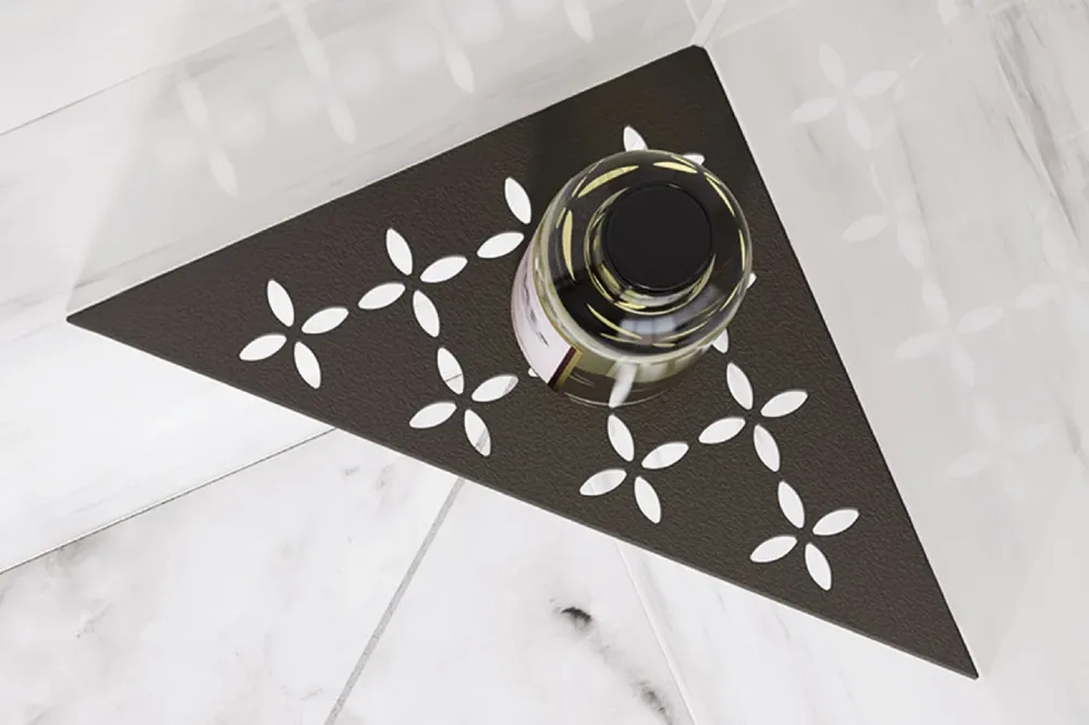 Schluter SHELF-E Étagère de coin triangulaire modèle Wave aluminium anthracite foncé