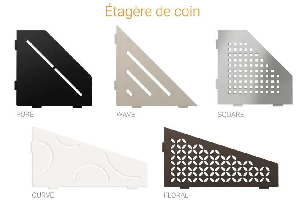 Schluter SHELF-E Étagère de coin triangulaire modèle Wave aluminium anthracite foncé