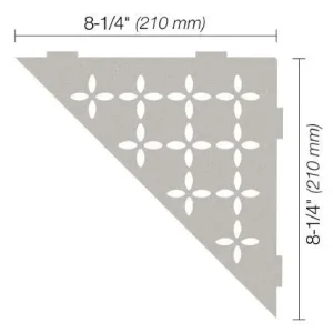 Schluter SHELF-E Étagère de coin triangulaire modèle Floral - aluminium grège