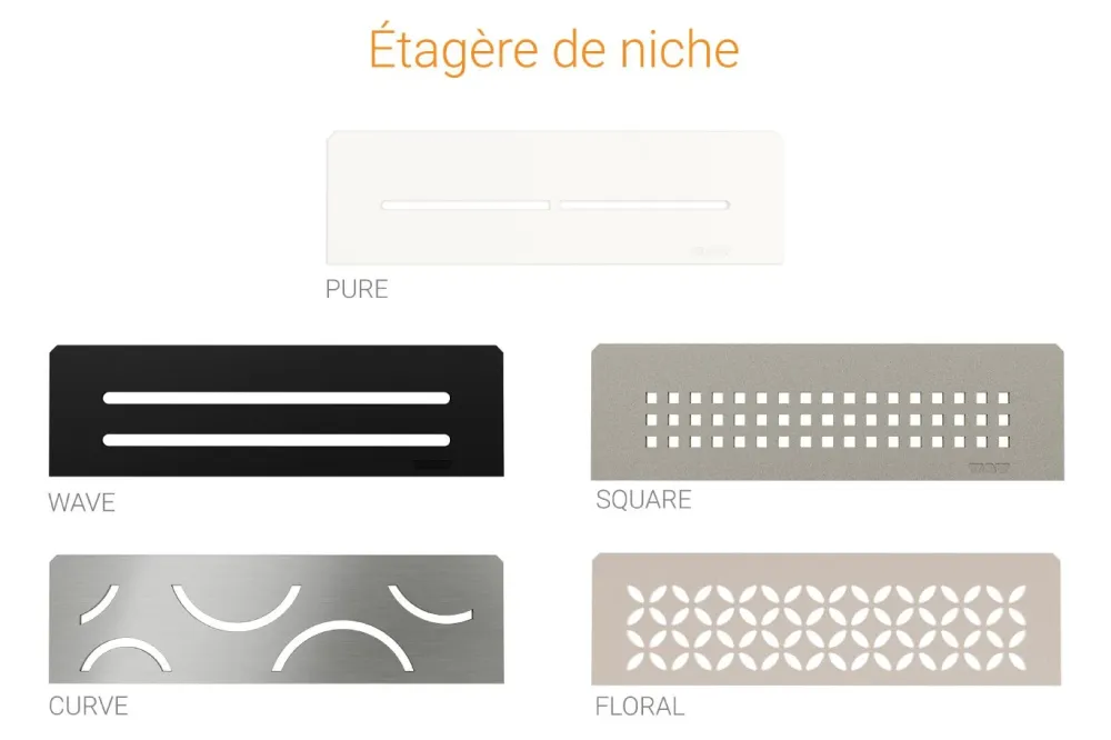 Schluter SHELF-N Étagère rectangulaire pour niche modèle Wave - aluminium gris pierre