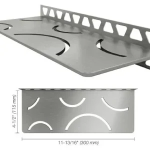 Schluter SHELF-W Étagère mural rectangulaire Curve Design - acier inoxydable (V2) brossé
