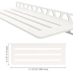 Schluter SHELF-W Étagère mural rectangulaire Wave Design - aluminium blanc mat