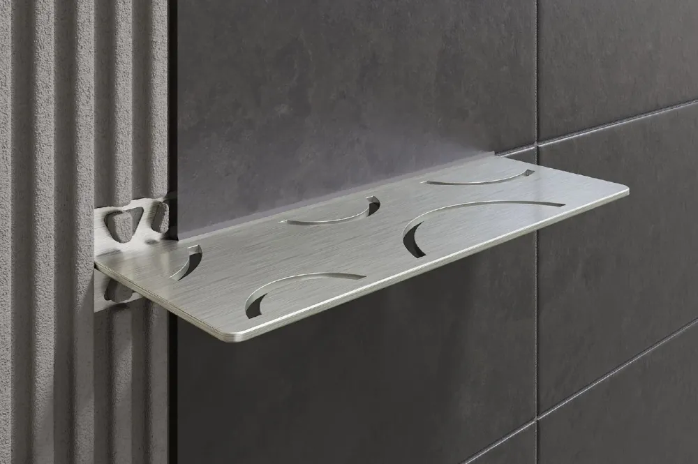 Schluter SHELF-W Étagère murale rectangulaire modèle Curve aluminium ivoire