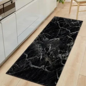 Tapis de cuisine moderne minimaliste, carré ou rectangulaire Black PERFECTIS