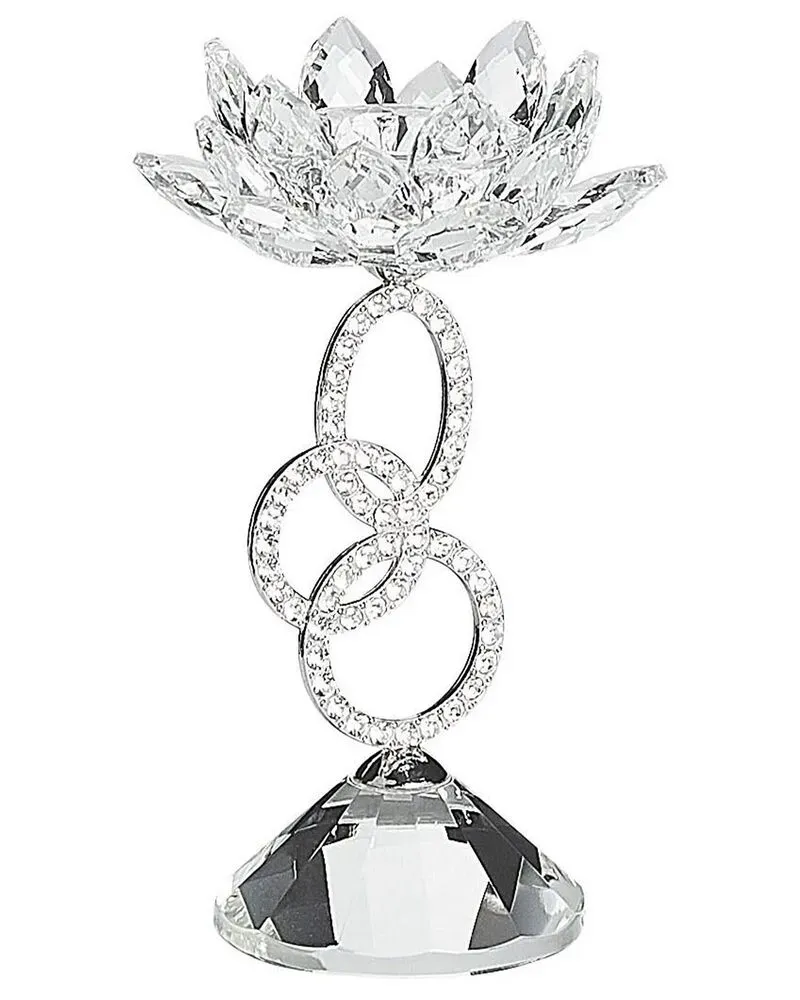 Bougeoir OVIEDO Verre Argenté (Certifié Non-Toxique)