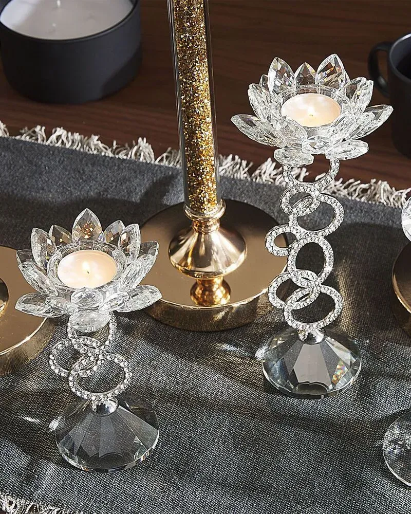 Bougeoir OVIEDO Verre Argenté (Certifié Non-Toxique)
