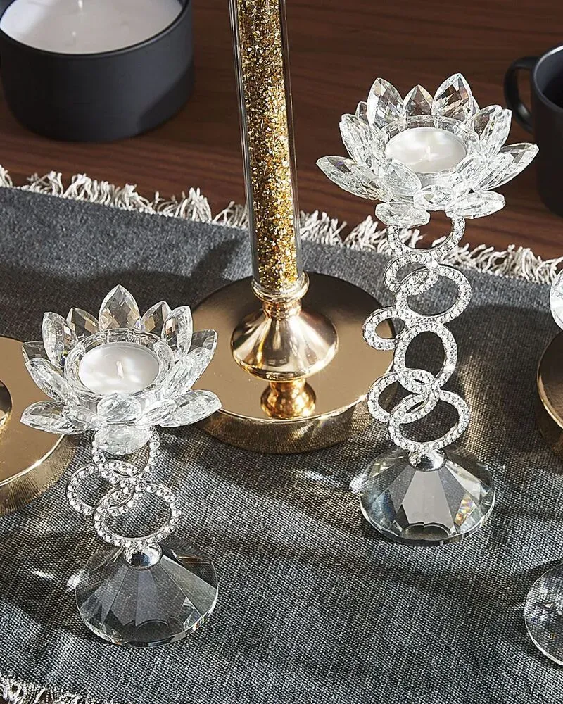 Bougeoir OVIEDO Verre Argenté (Certifié Non-Toxique)