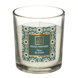 Bougie parfumée fleur de coton pot en verre 110 g