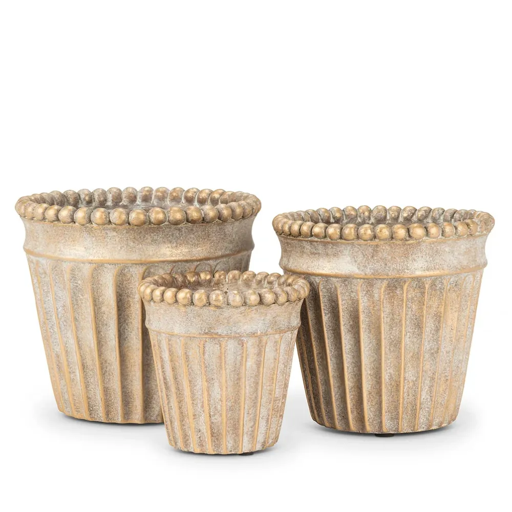 JARDINIÈRE CONIQUE AVEC BOULE MÉTALLIQUE ABBOTT
