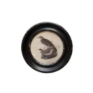 Cadre rond en bois noir Bec Chehoma - 25cm en Bois naturel | Gravure incluse