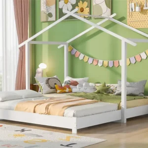 Journal de croissance illustré Lit gigogne pour enfant 90 x 190 cm - lit bébé - cadre en pin - coloris blanc