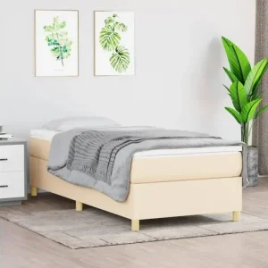 Certifié Oeko-Tex Sommier à lattes de lit Crème 100x200 cm Tissu