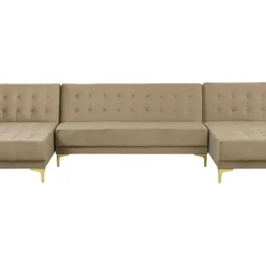 Enveloppant Hoekbank u-vormig fluweel zandbeige ABERDEEN