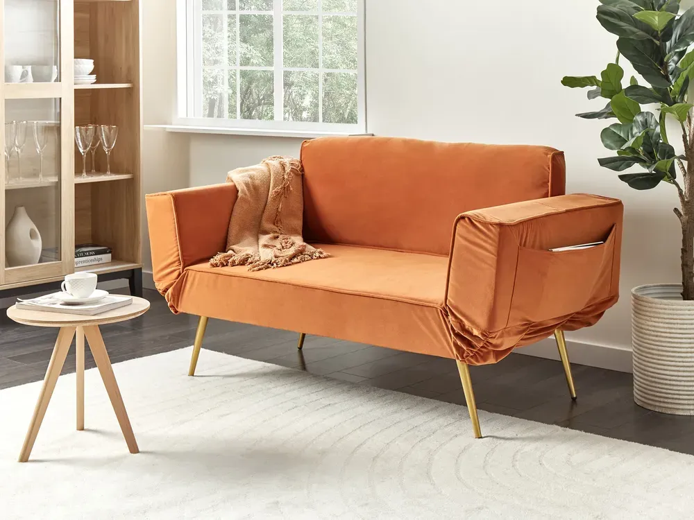 Réglable Slaapbank fluweel oranje SAARELA