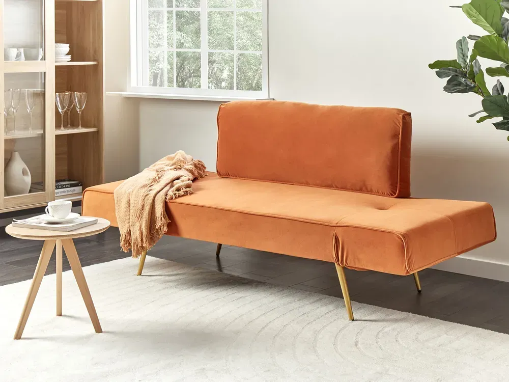 Réglable Slaapbank fluweel oranje SAARELA
