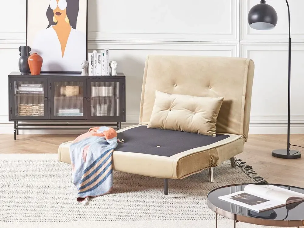 Slaapbank fluweel crème FARRIS en Coton Bio Oeko-Tex