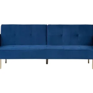 Slaapbank fluweel marineblauw VISNES - Conforme aux Normes de Sécurité