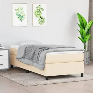Sommier à lattes de lit Crème 100x200 cm Tissu Sans Produits Chimiques