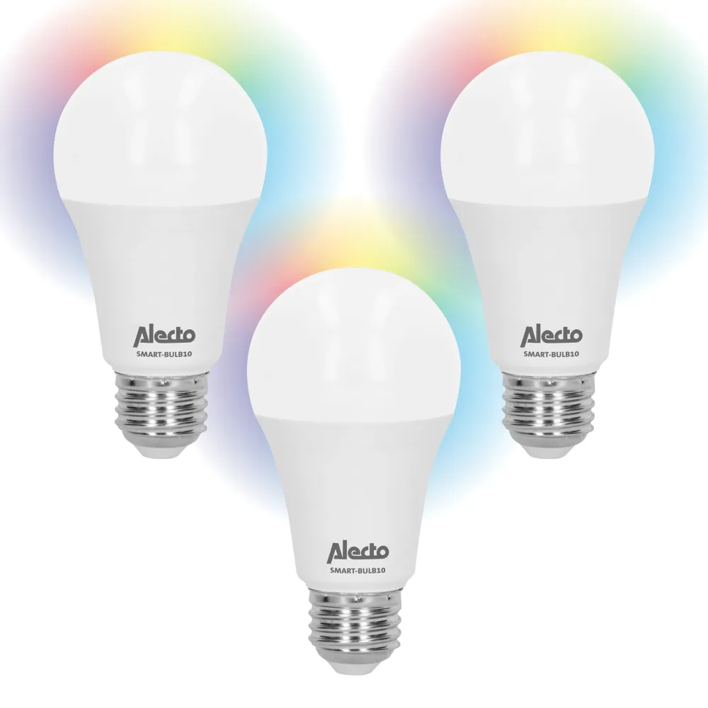 Alecto SMART-BULB10 3 - Ampoule LED couleur intelligente avec Wi-Fi - Lot de 3