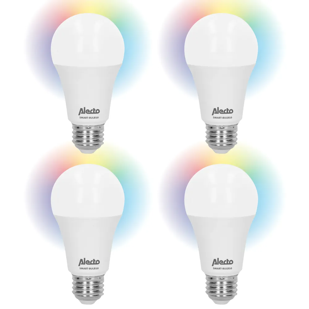 Alecto SMART-BULB10 4 - Ampoule LED couleur intelligente avec WiFi - Lot de 4