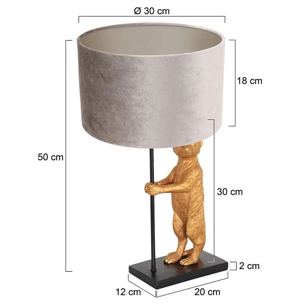 Lampe de table Anne Light & Home Animaux 1L argentée H 50 cm