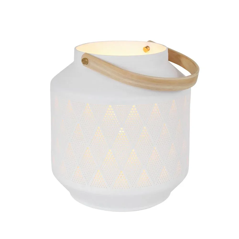 Lampe de table Anne Light & Home en porcelaine blanche 1 L, culot E14, hauteur 20 cm