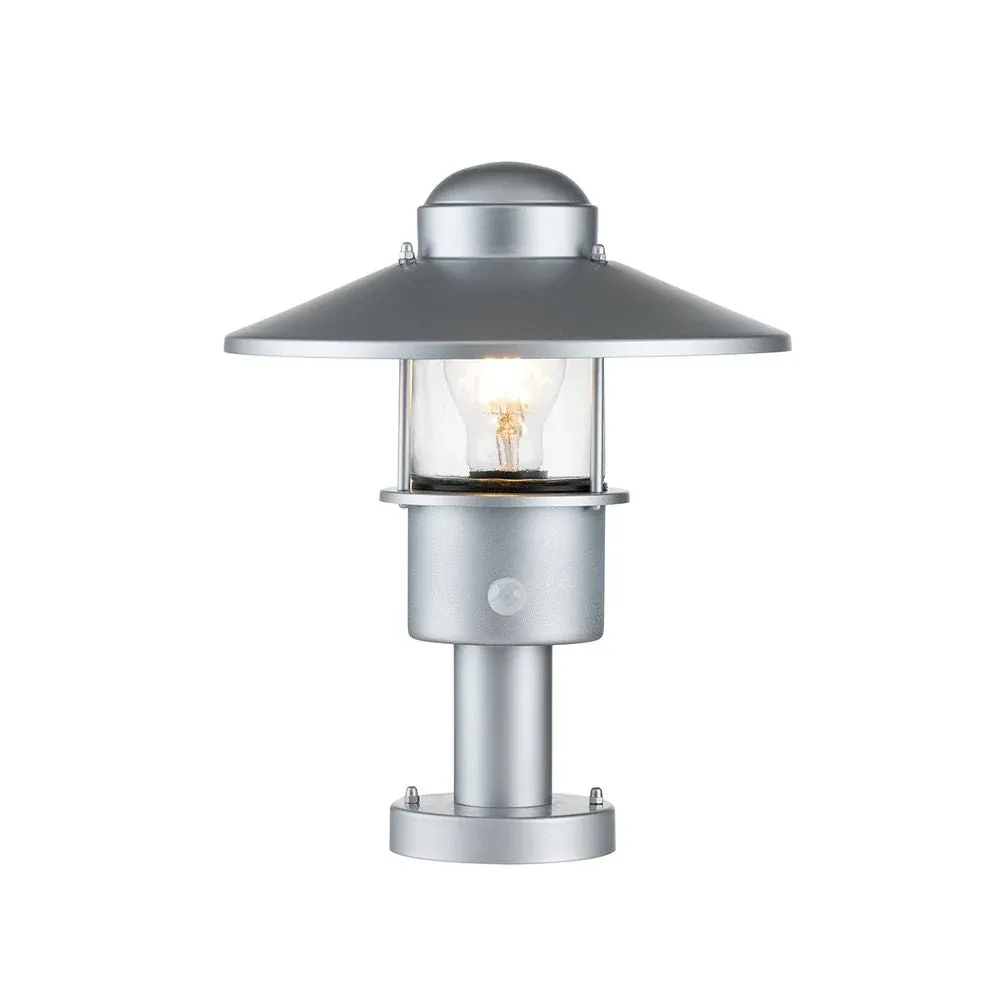 Lampe de table d'extérieur Elstead Lighting (KLAMPENBORG-PED-PIR-SIL) Klampenborg acier inoxydable, verre transparent E27